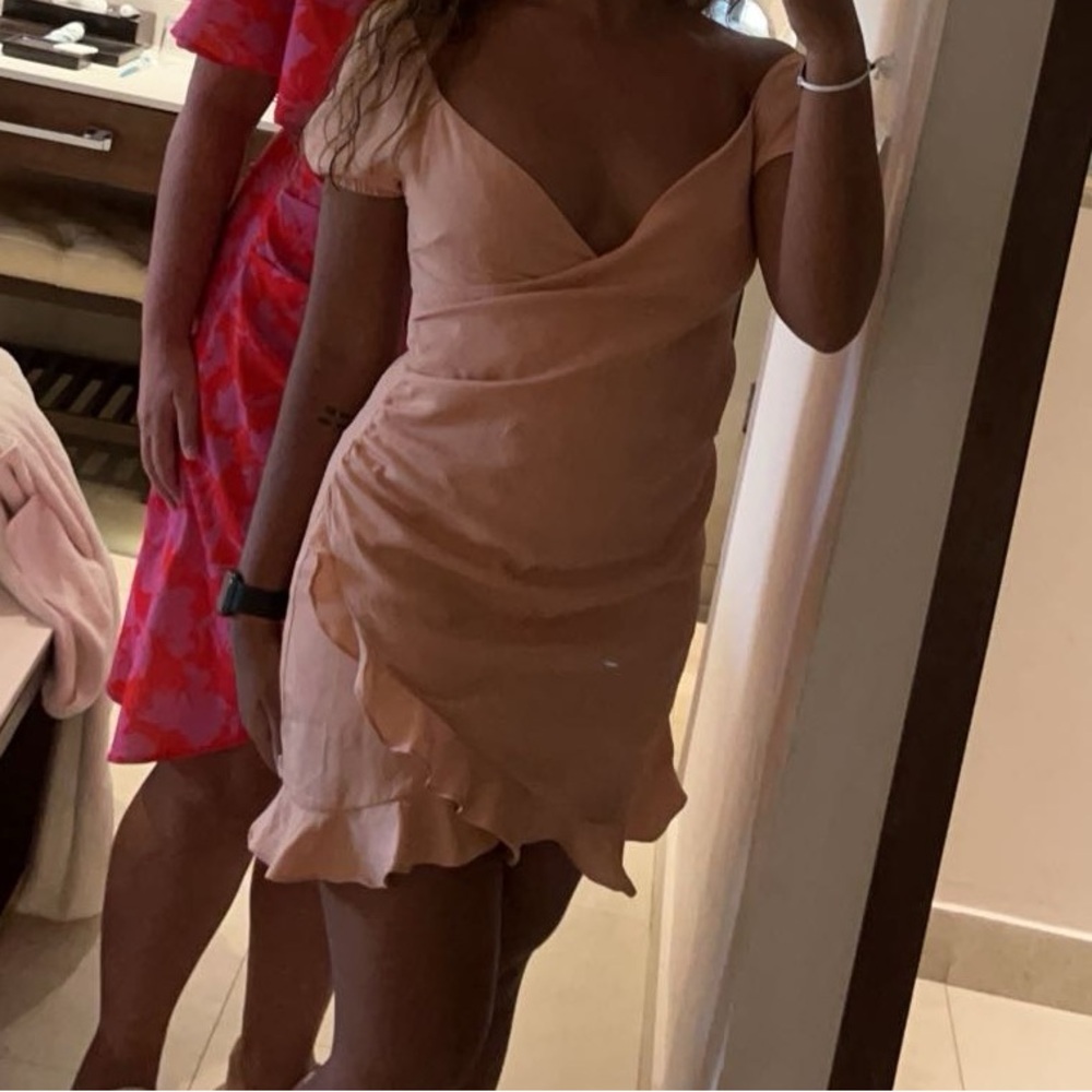 Light pink/ coral mini dress